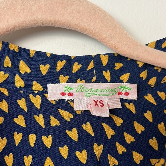 Bonpoint button down blouse hearts - Picture 3 of 9